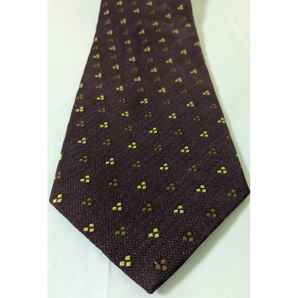 Echo Silk Tie Dark Plum Geometric Textured Jacquard Made In Italy 56 x 3.75